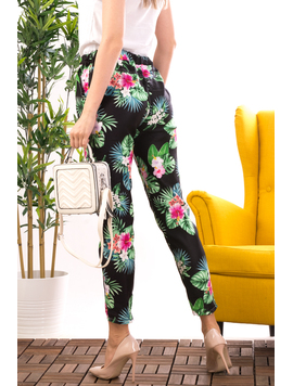 Pantaloni Dama Panza Beth Negru si Verde